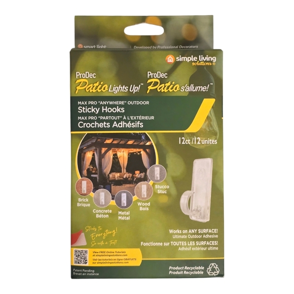 New 12ct ProDec Outdoor Lighting Sticky Hooks Adhesive String Light Clips Hook - Picture 6 of 6